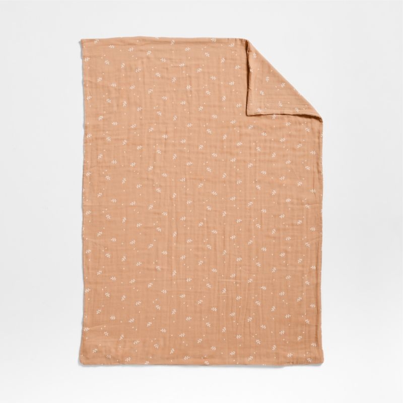 Supersoft Terracotta Leaf Print Organic Cotton Gauze Toddler Duvet Cover - Image 1