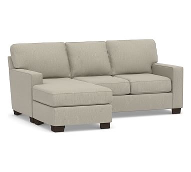 Buchanan Square Arm Upholstered Sofa with Reversible Chaise Sectional, Polyester Wrapped Cushions, Chenille Basketweave Pebble - Image 0
