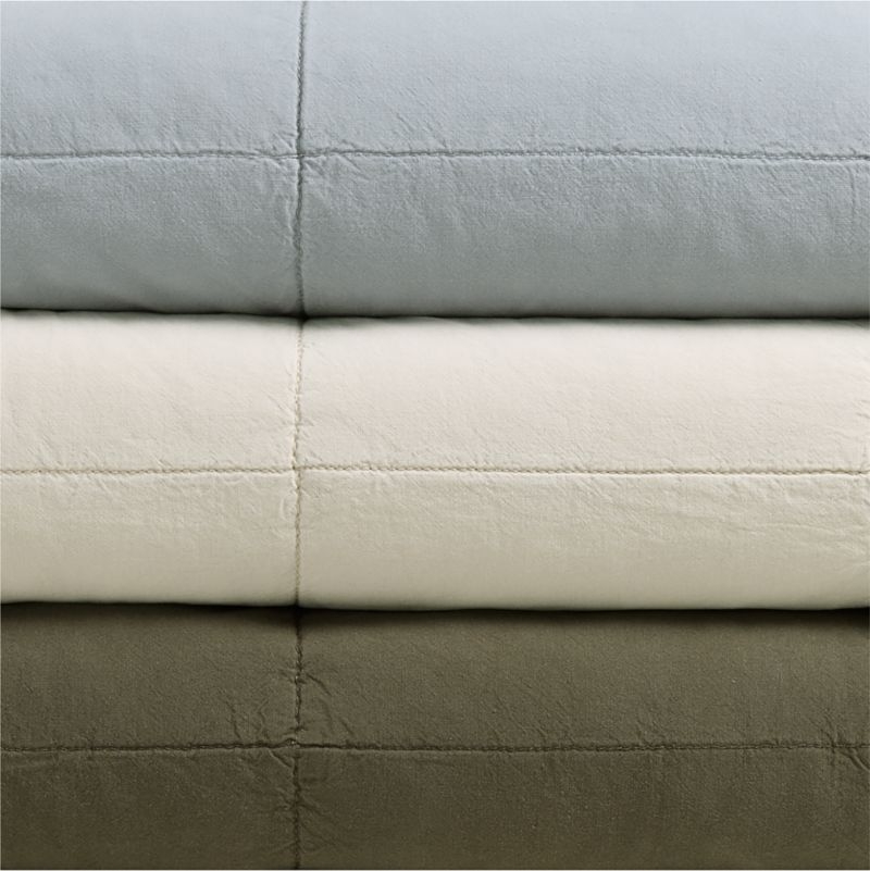 Sunwashed Organic Cotton Burnt Green King Quilted Bed Pillow Sham - Image 5