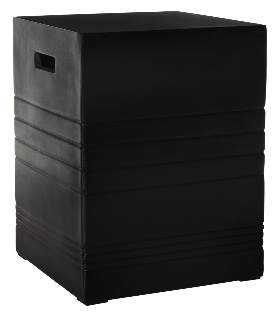 Deidara Concrete Accent Stool - Black - Safavieh - Image 6