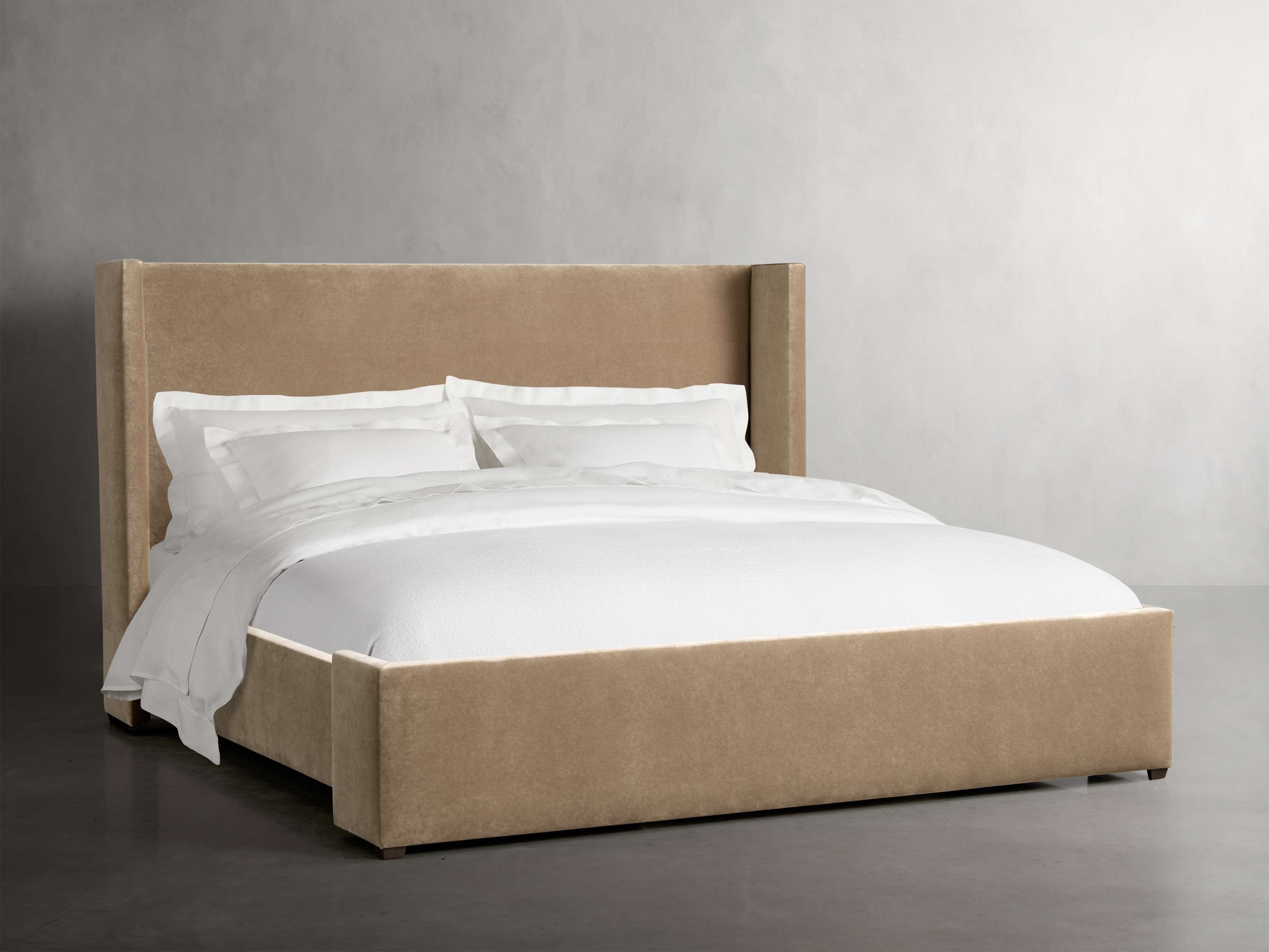 Wyller Bed in Wood Queen Brown  Banks Taupe/52" - Image 0