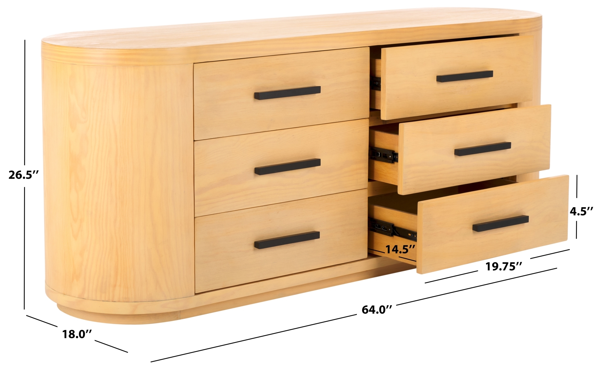 Lauryn Wood Oval Dresser - Natural/Black - Image 9