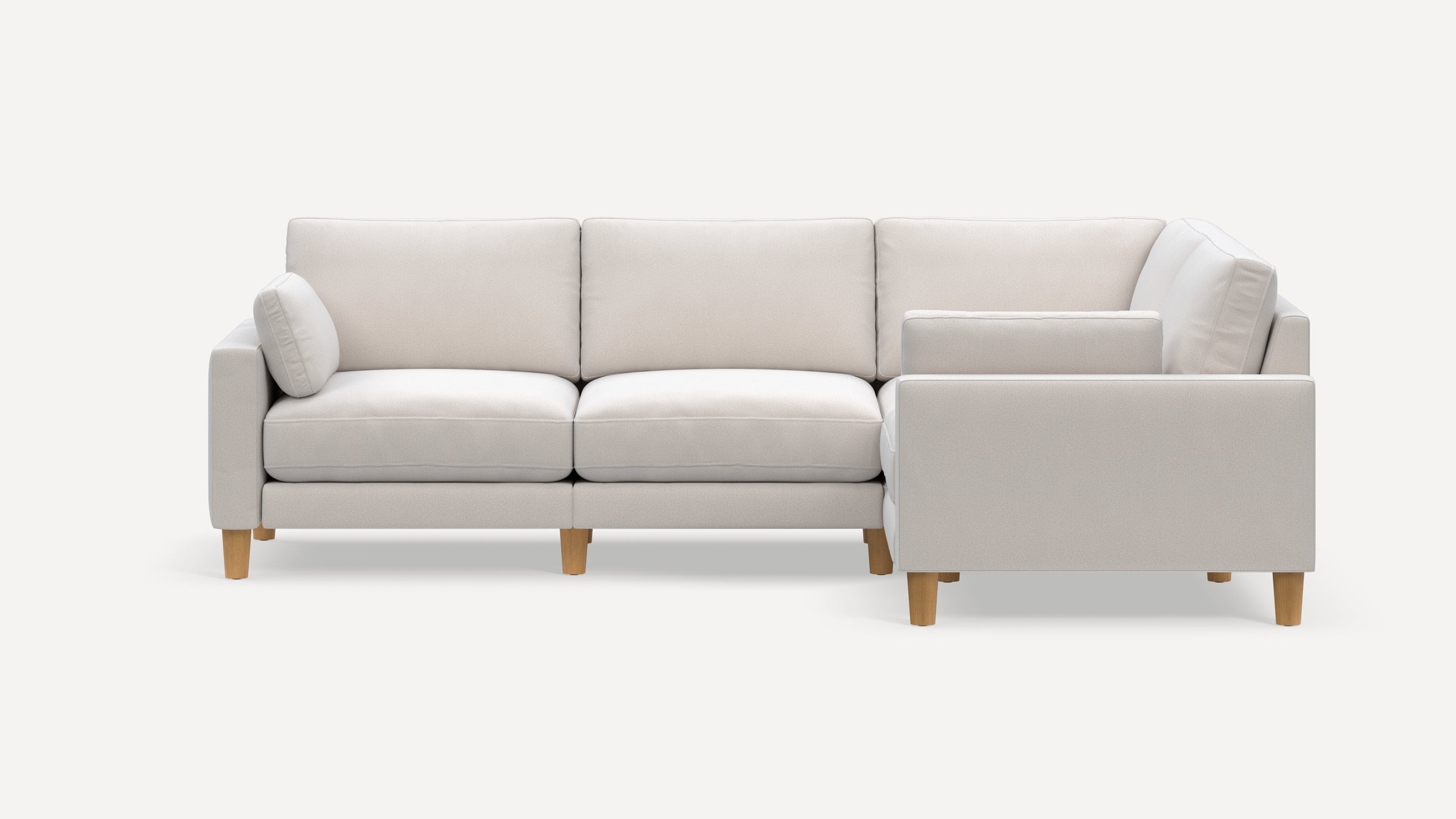 Union 4-Seat Sectional - Ivory - Performance Chenille / Oak - Wood / Round Leg - Image 0