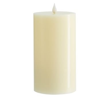 Classic Flickering Flameless Wax Pillar Candle, Ivory, 4 x 4.5 - Image 4