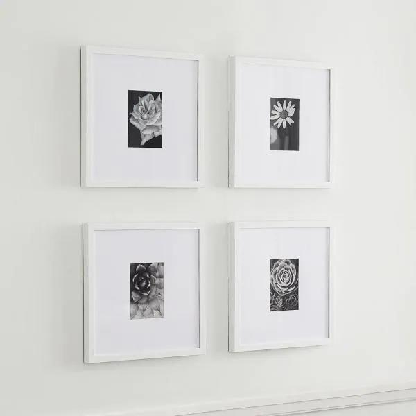 Silver Frame with White Matte Gallery Wall Picture Frames, 16" x 16", Set of 4 - Image 1
