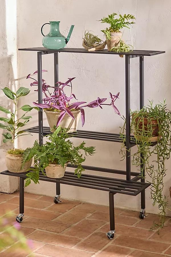 3-Tier Rolling Iron Plant Stand - Image 0