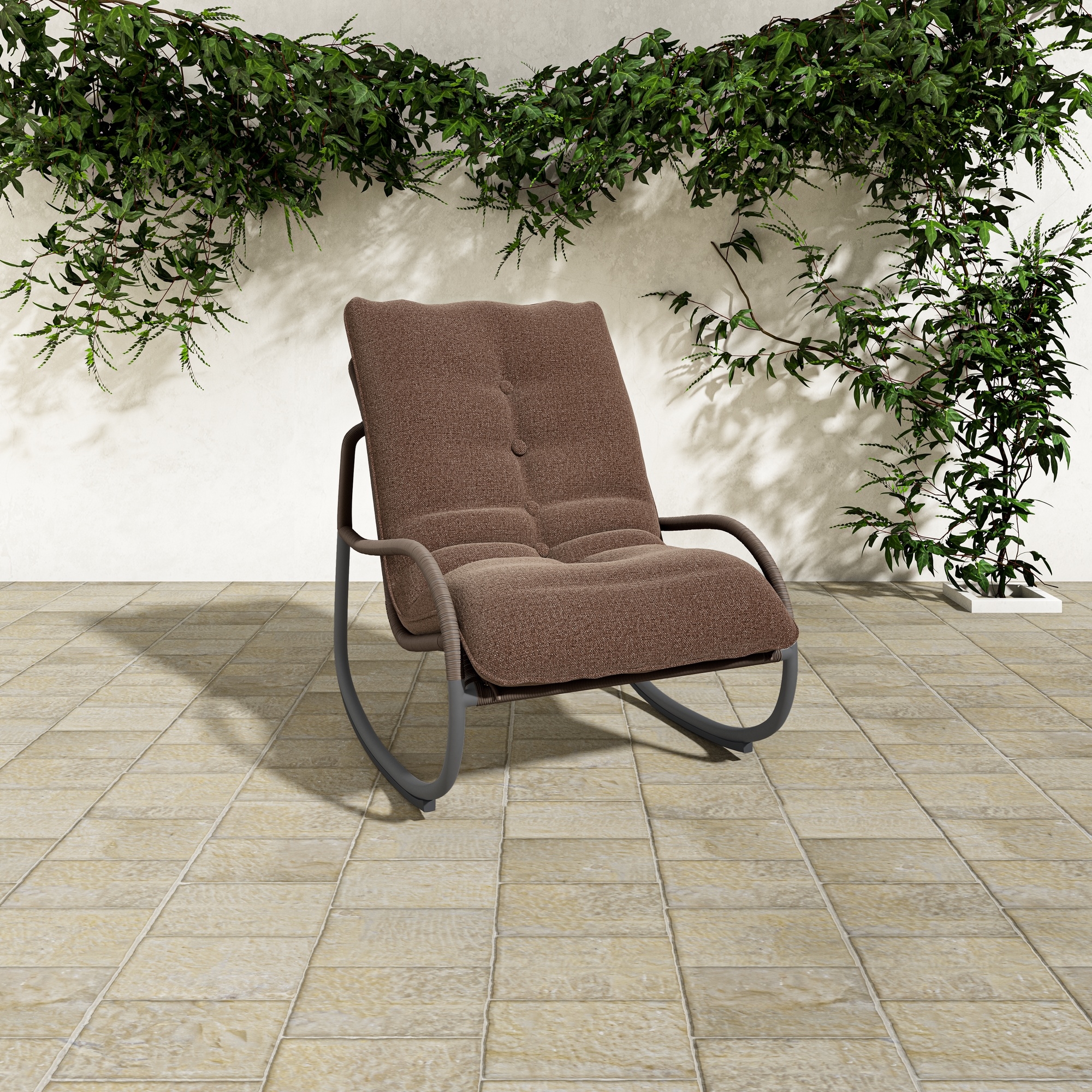 Lyra Outdoor Rocking Chair Brown - Image 7