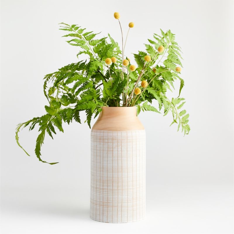 Soto White Wood Vase 12" - Image 1