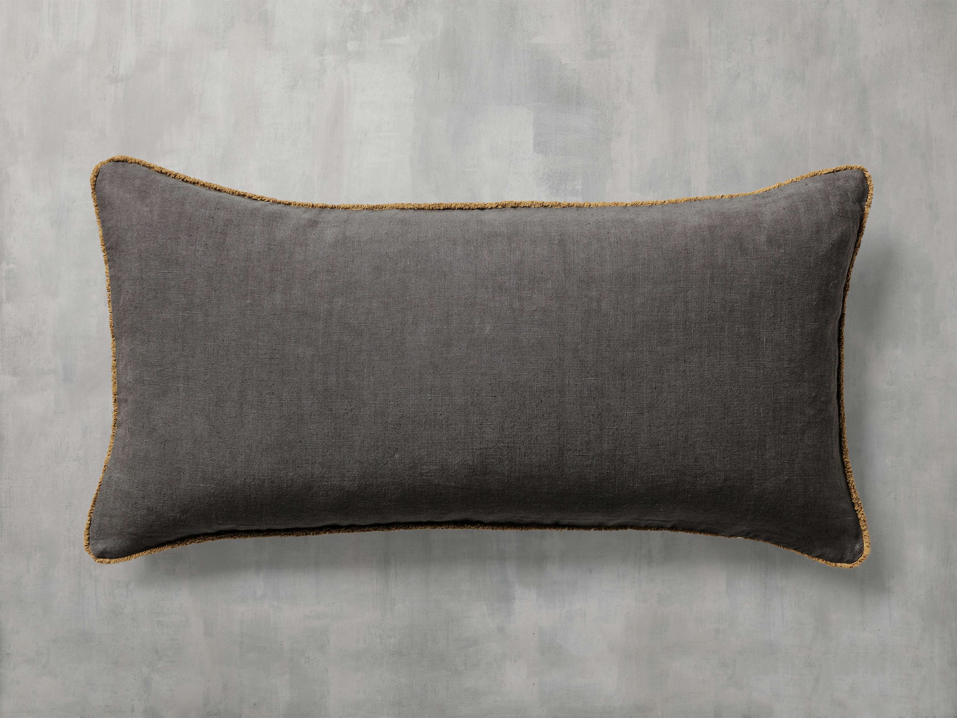 Contrast Edge Lumbar Pillow Cover in Cotton Gray  Slate - Image 0
