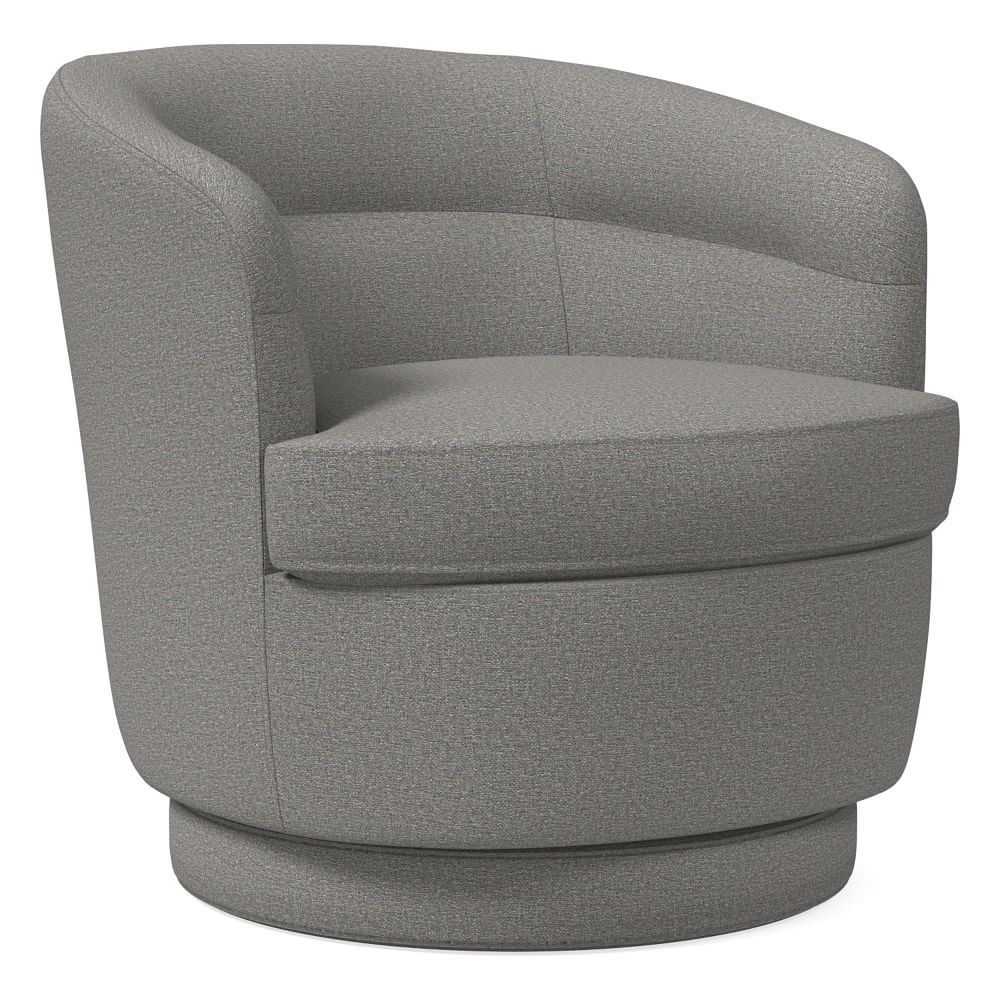 Viv Swivel Chair, Poly, Chenille Tweed, Silver, Concealed Supports - Image 0