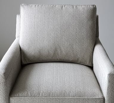 Tyler Square Arm Upholstered Swivel Armchair, Down Blend Wrapped Cushions, Performance Heathered Basketweave Dove - Image 2