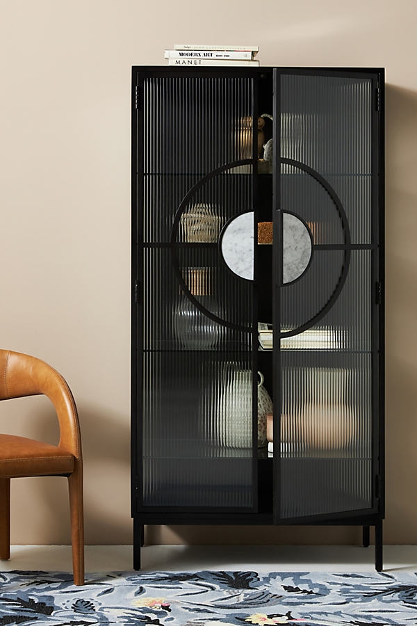Meryl Glass Storage Cabinet By Anthropologie in Black - Image 0