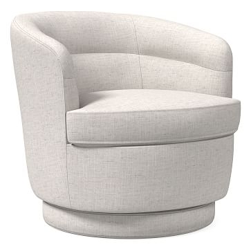 Viv Swivel Chair, Poly, Performance Coastal Linen, White, Concealed Supports - Image 0