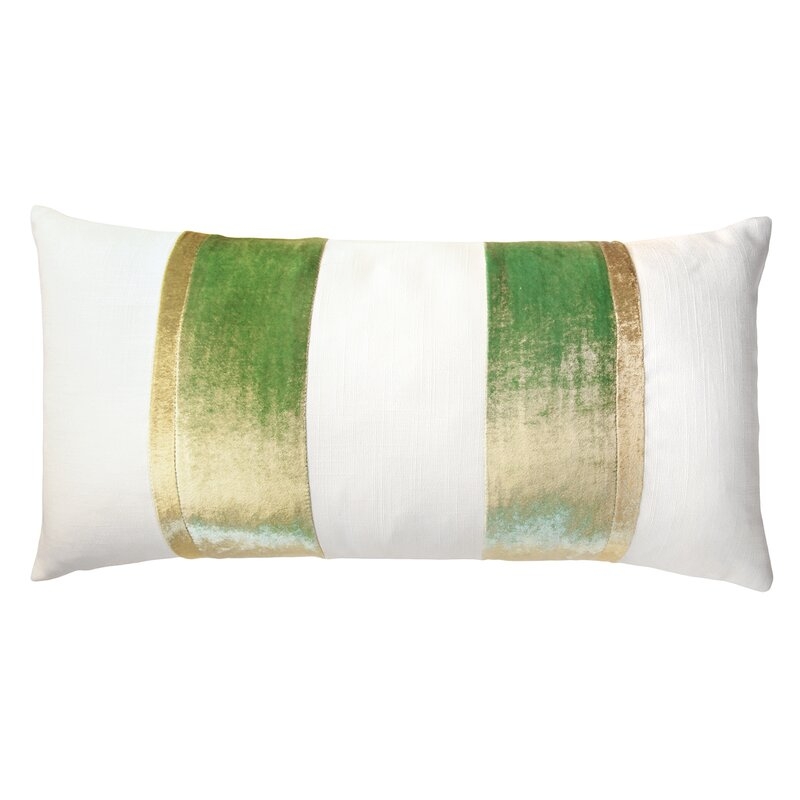 Kevin O'Brien Studio Linen Stripe Oblong Pillow Color: Grass - Image 0