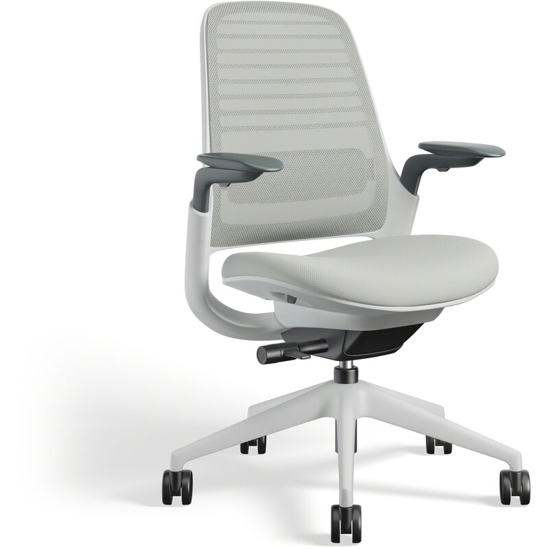 Steelcase Series 1 Ergonomic Mesh Task Chair Frame Color: Seagull, Upholstery Color: Nickel - Image 0