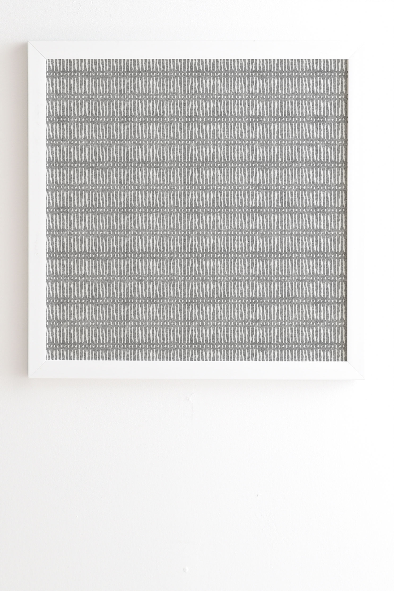 Mud Cloth Dash Gray by Little Arrow Design Co - Framed Wall Art Basic White 30" x 30" - Image 1