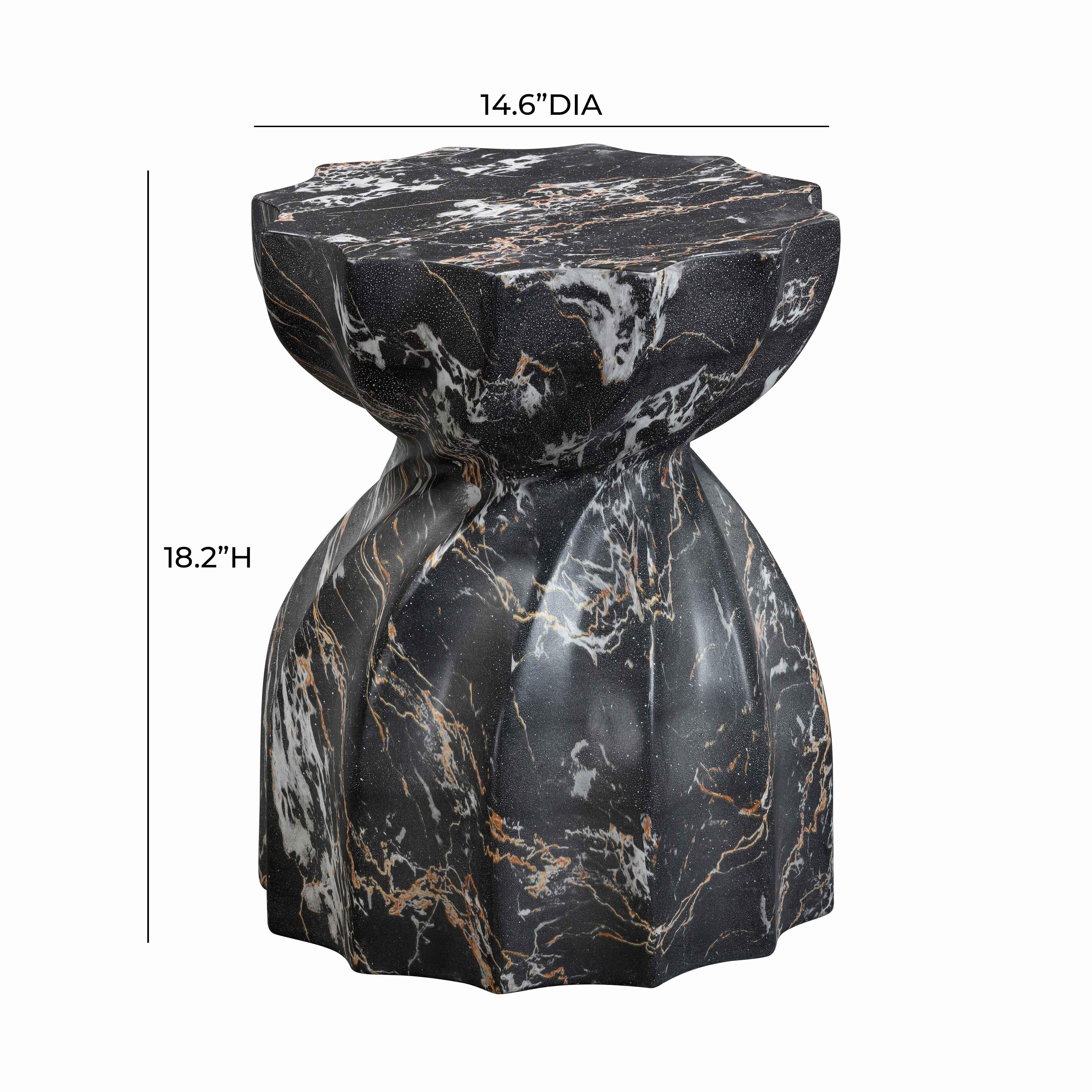 Saylor Black Faux Marble Indoor / Outdoor Concrete Stool - Image 4