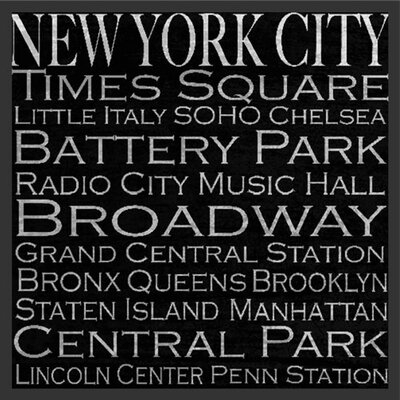 New York City Typography Landmarks - Picture Frame Textual Art Print on Paper - Image 0