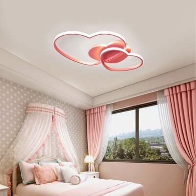 Pink Heart-Shaped Romantic LED Ceiling Lamp Dimmable White Light 42W With Remote Control - Image 0