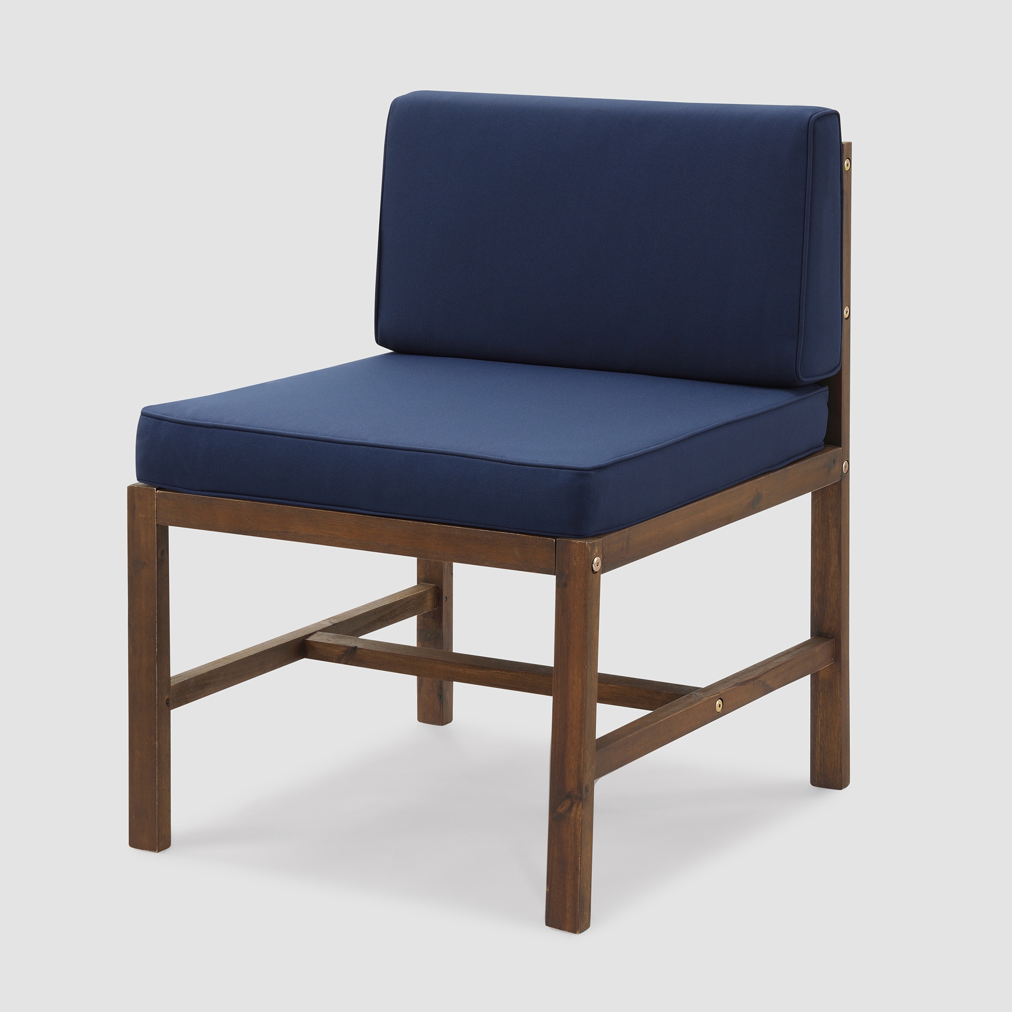 Sanibel Modular Acacia Patio Side Chair - Dark Brown/Navy Blue - Image 2