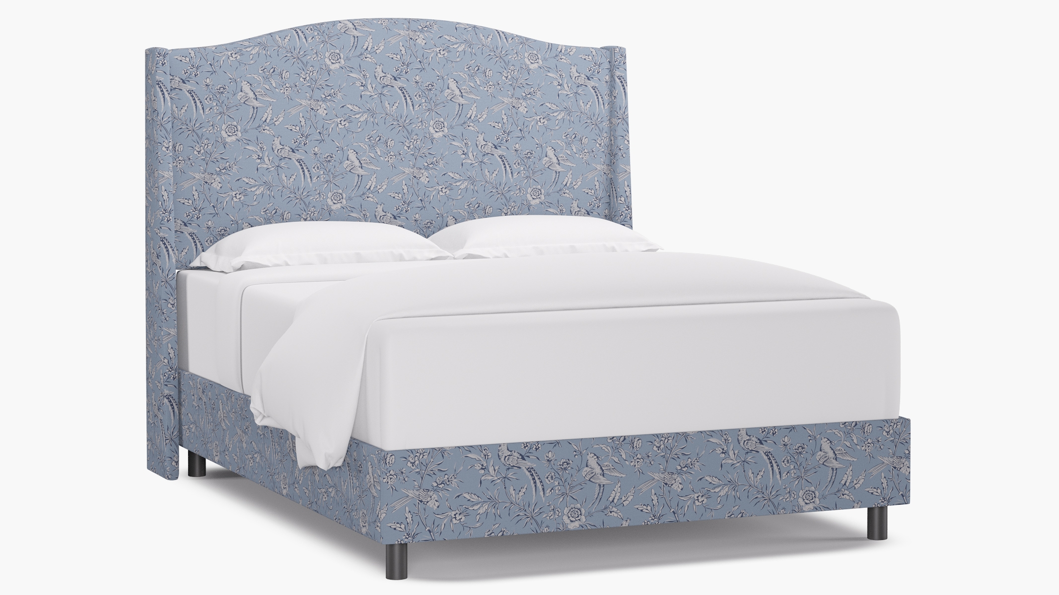 Classic Wingback Bed, Blue Aviary, Queen - Image 0