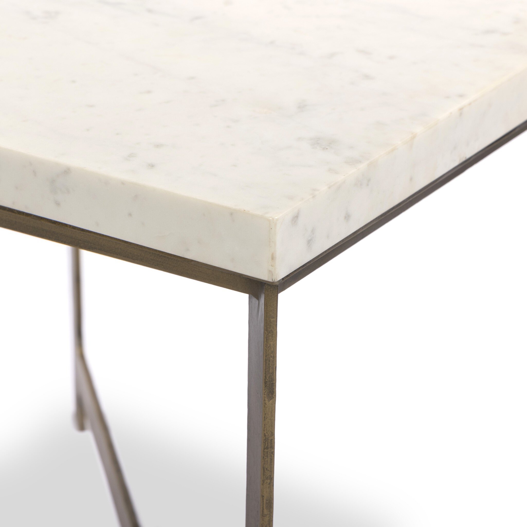 Hammered Iron End Table - White Marble - Image 3