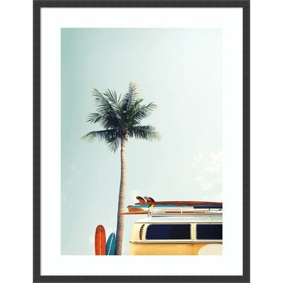 'Surf Bus Yellow (Palm Tree)' by Design Fabrikken - Picture Frame Photograph Print on Paper - Image 0