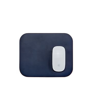 Mouse Pad, Double Sided Navy and Tan, Bonded Leather, Navy - Image 2