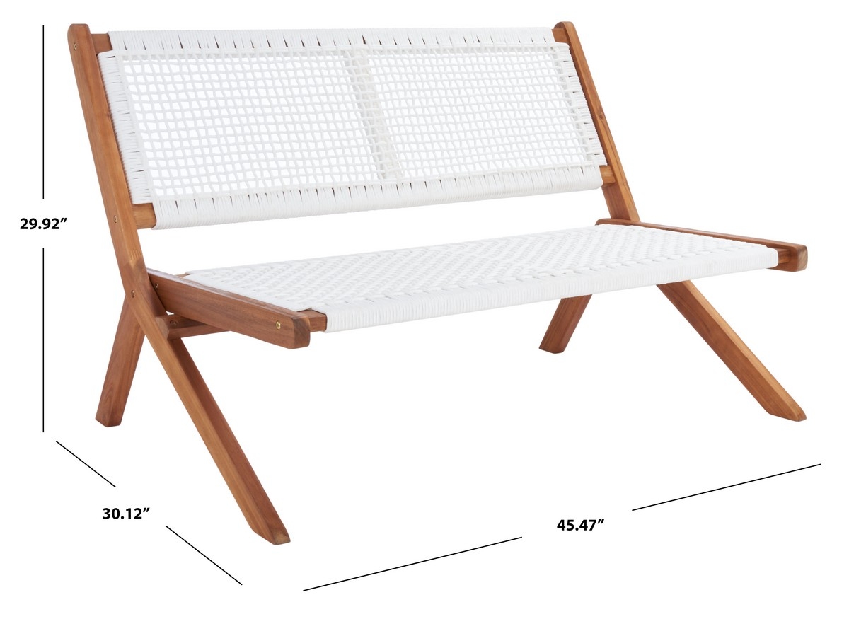 Kobina Outdoor Bench - Natural/White - Safavieh - Image 7