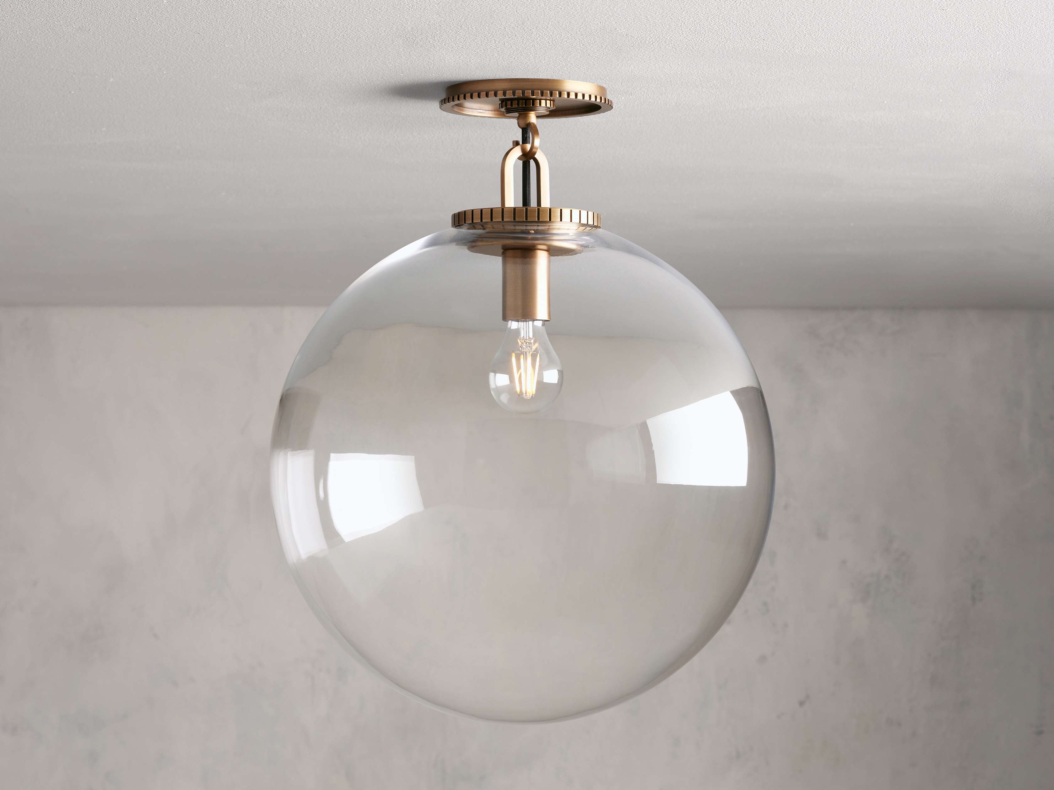 Wescott Globe Flush Mount in Glass Large Brass /Clear - Image 0