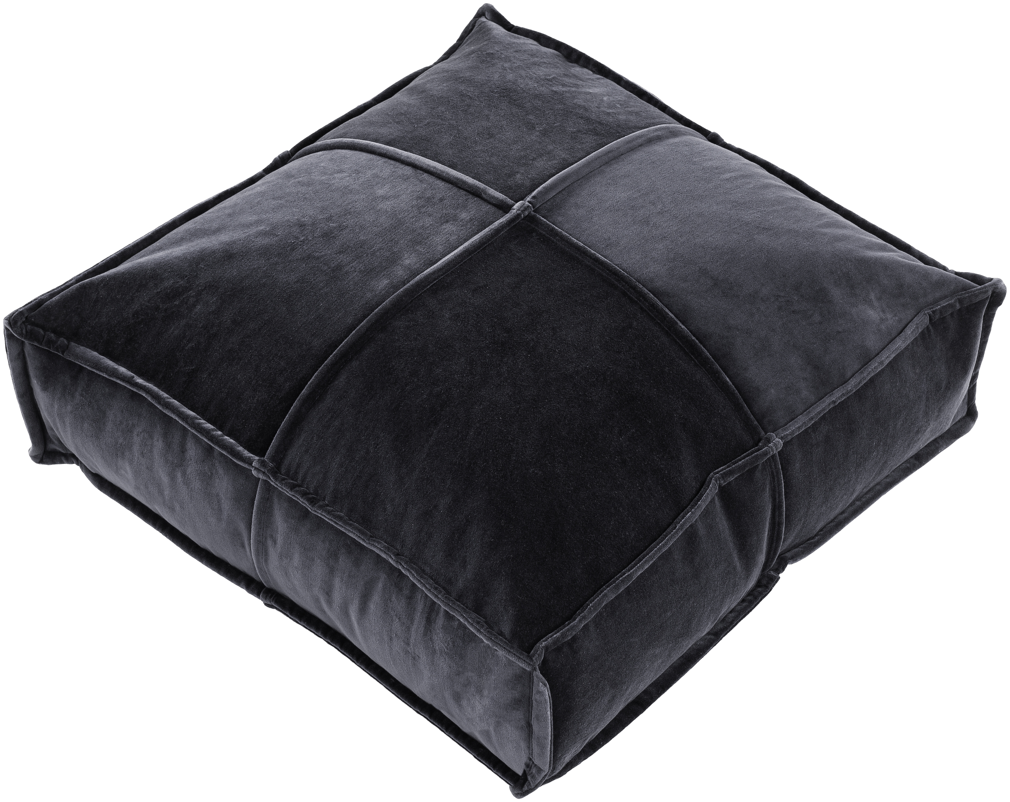 Cotton Velvet Floor Pillow - Black - Image 0