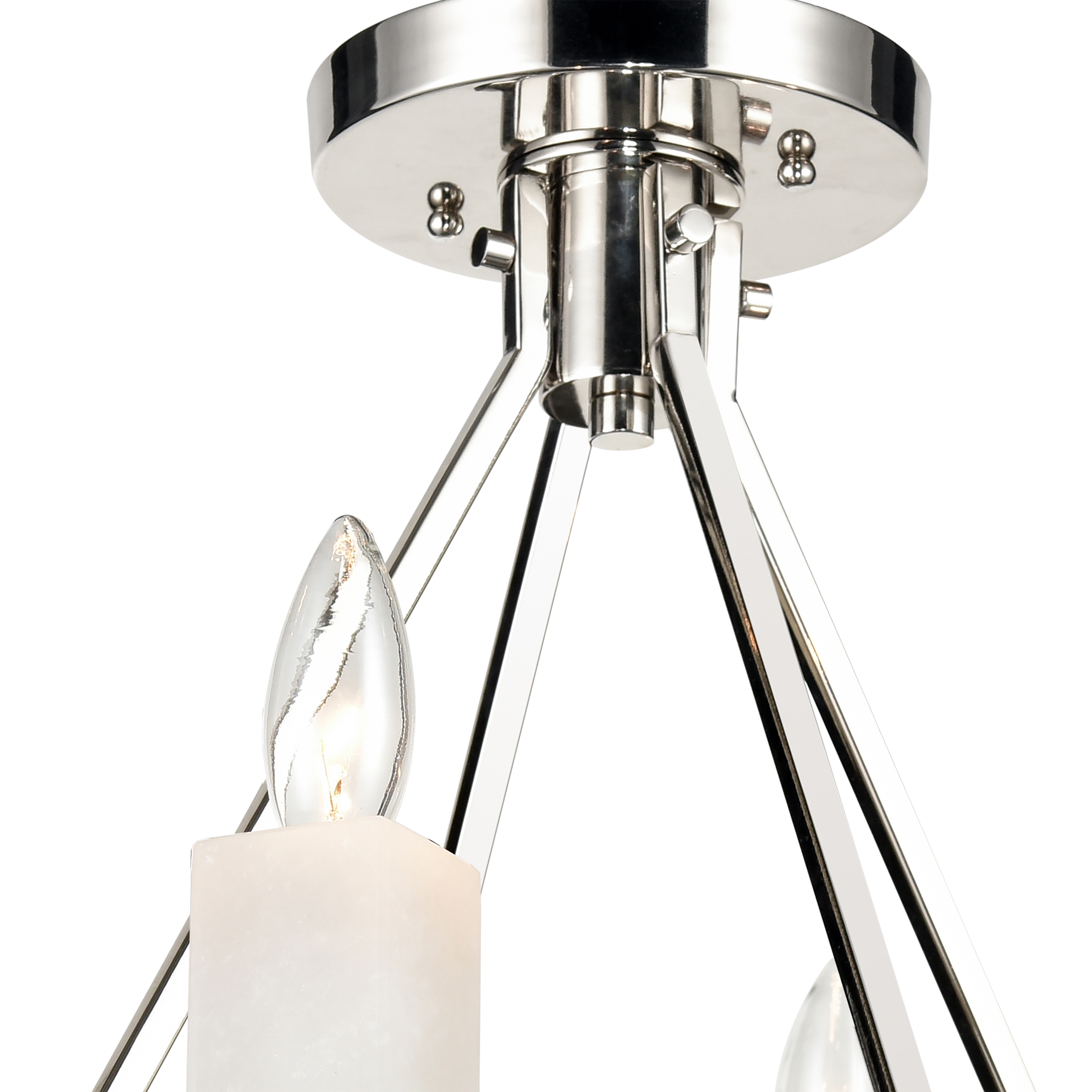 White Stone 18'' Wide 4-Light Semi Flush Mount - Polished Nickel - Image 2