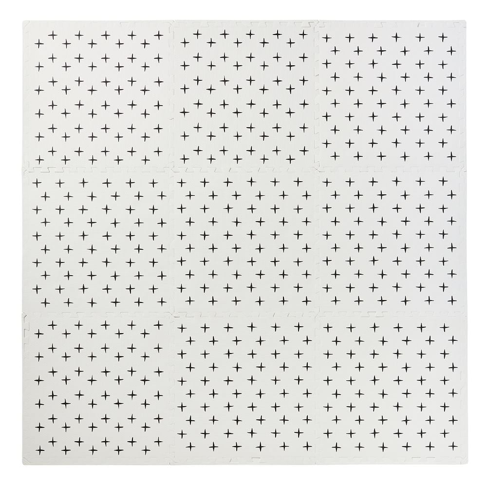 Foam Tile Play Mat Criss Cross, 9 Piece, Black/White, WE Kids - Image 0