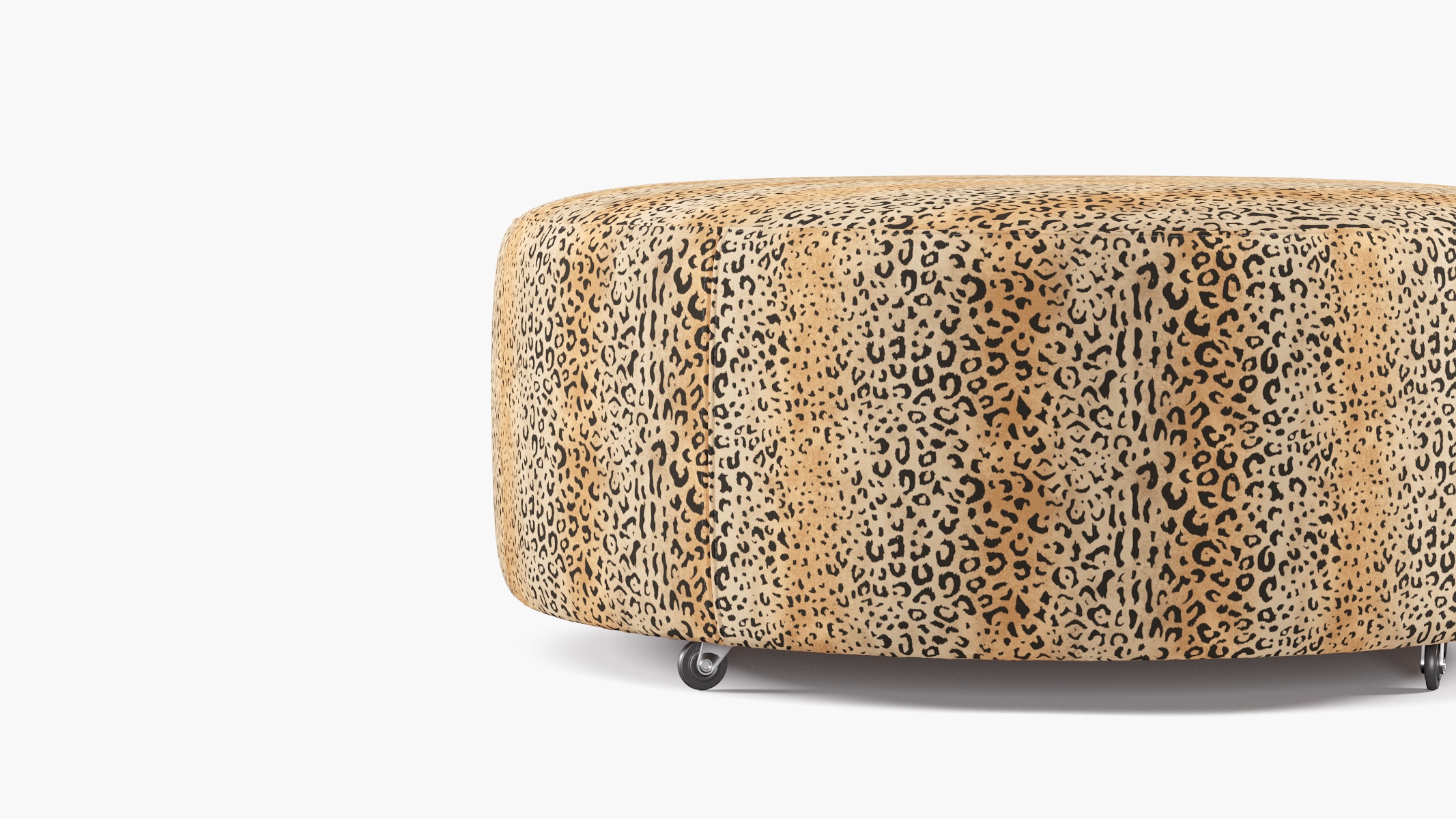 Round Cocktail Ottoman, Leopard - Image 1