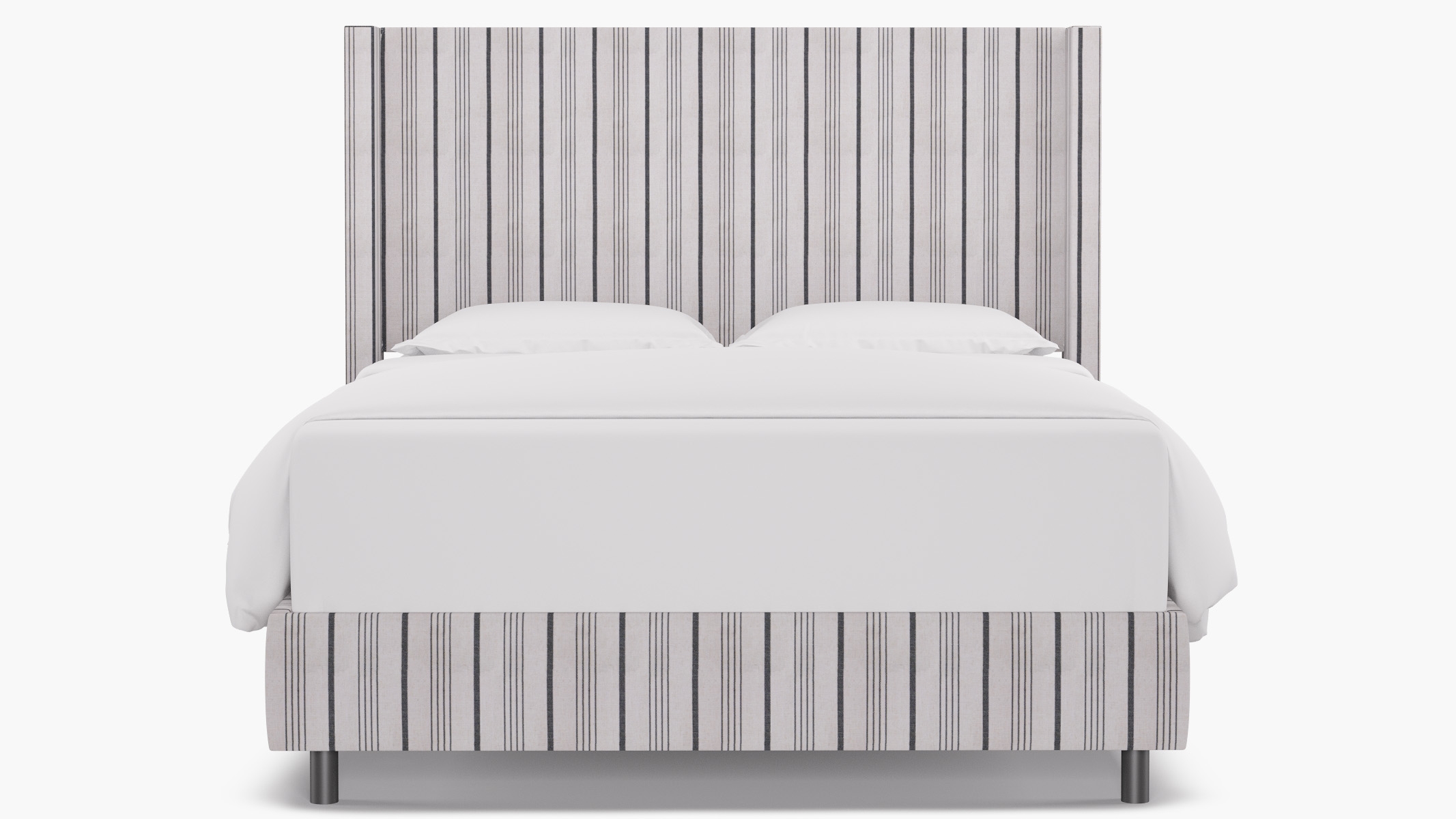 Modern Wingback Bed, Black Market Stripe, Queen - Image 0