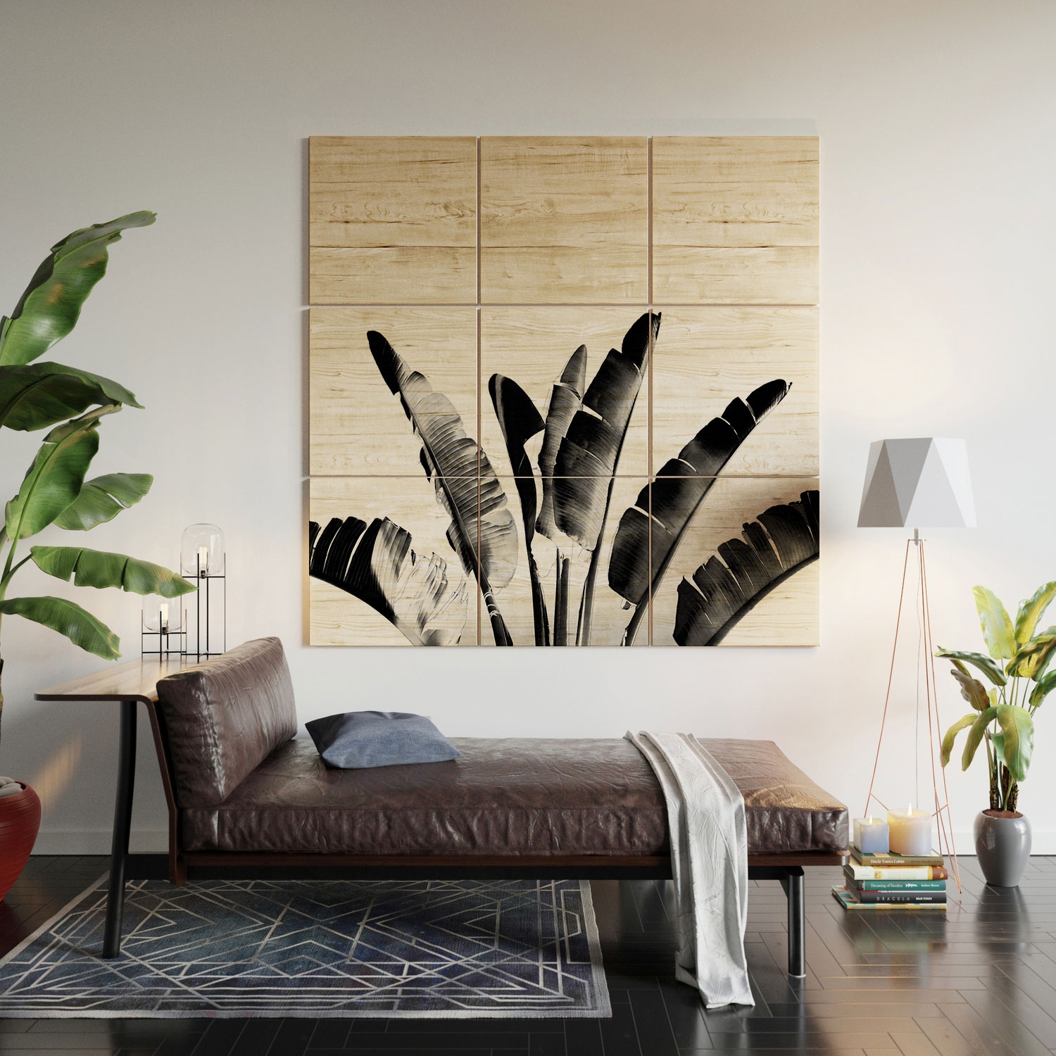 Traveler Palm Bw by Gale Switzer - Wood Wall Mural5' x 5' (Nine 20" wood Squares) - Image 4