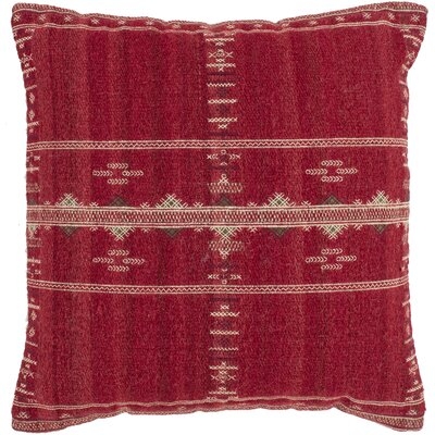 Fullerton Geometric Red/Cream/Dark Green Square Throw Pillow Cover - Image 0