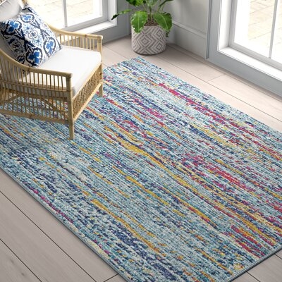 Hillsby Abstract Blue/Orange/Pink Area Rug - Image 0