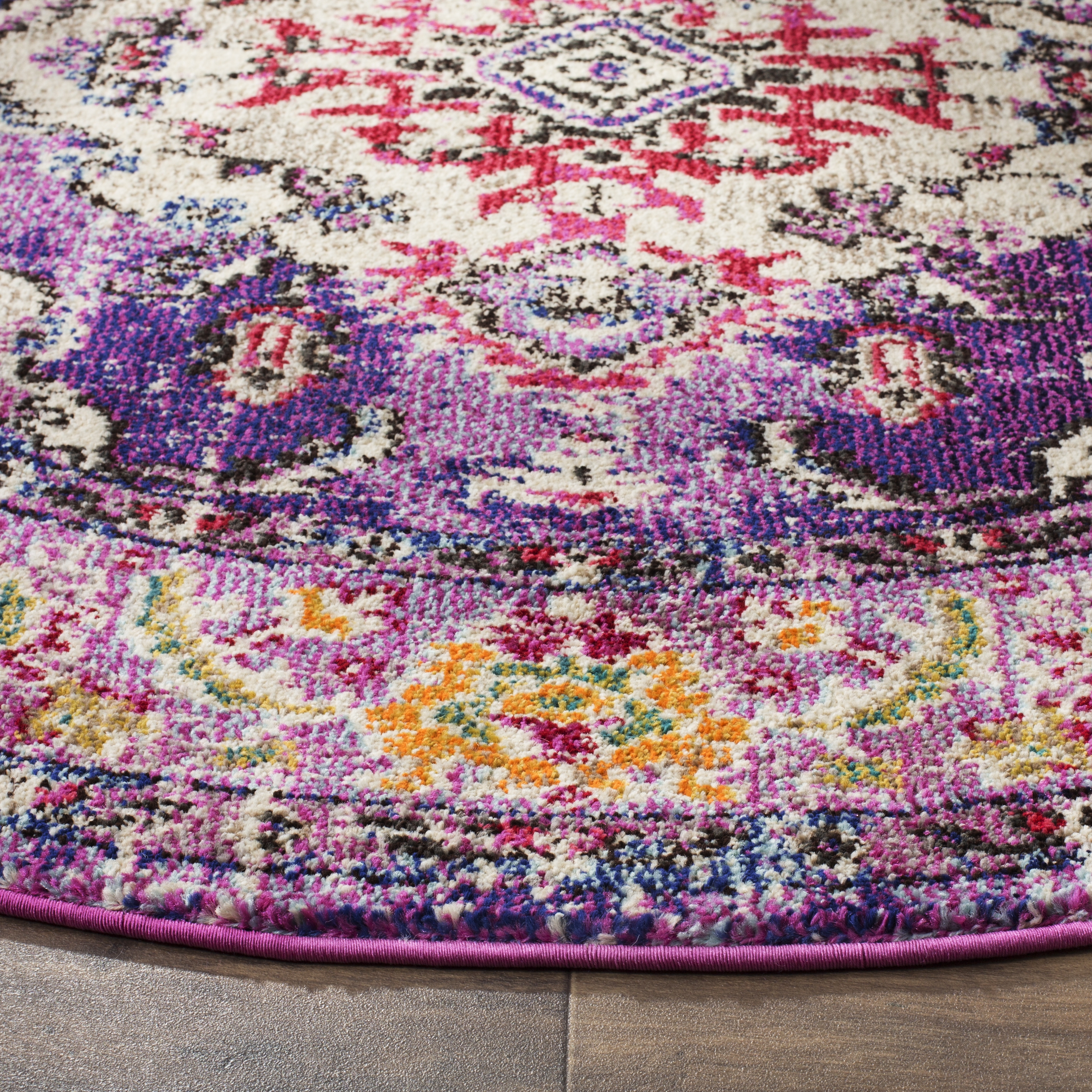 Arlo Home Woven Area Rug, MNC243P, Violet/Fuchsia,  5' X 5' Round - Image 2