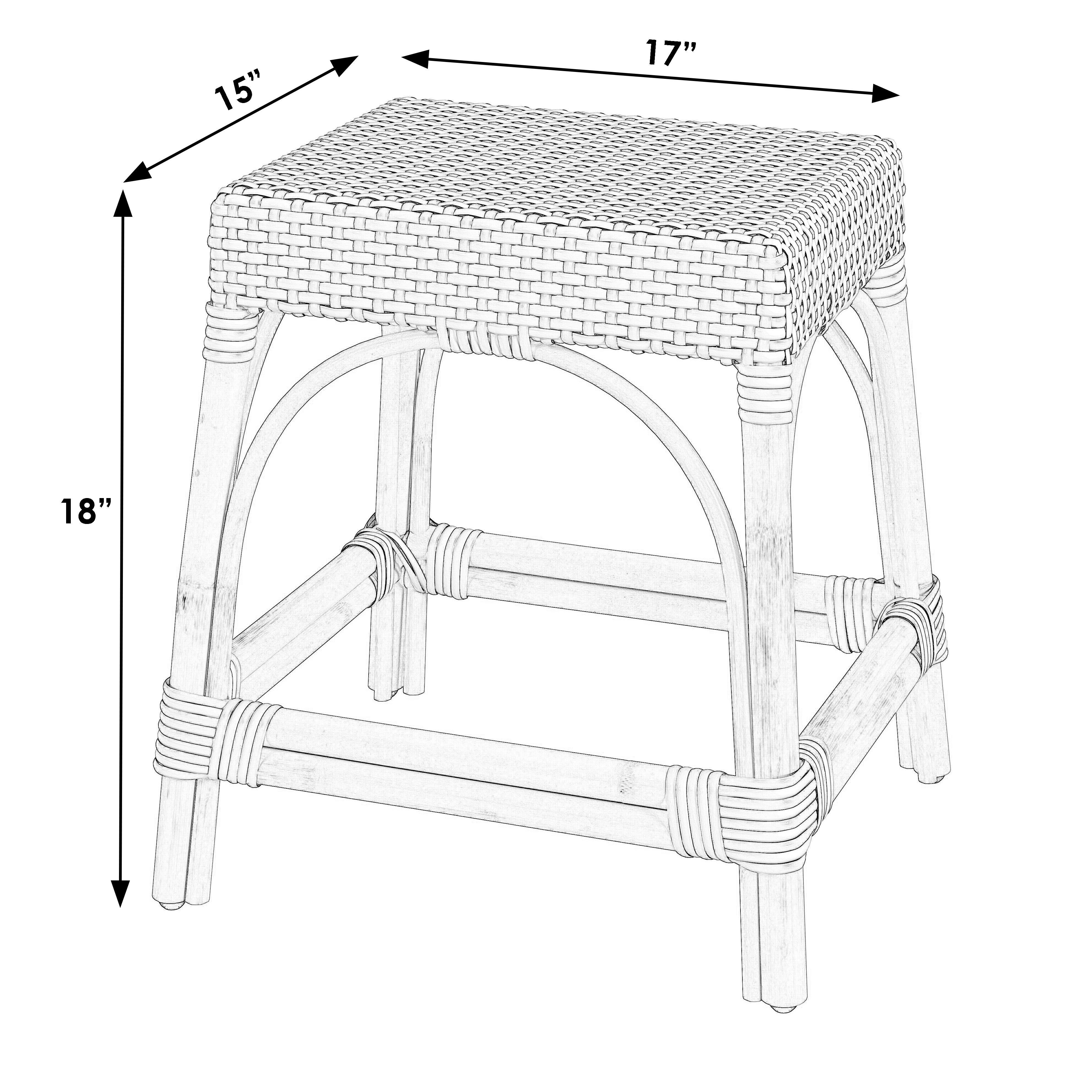Robias White/Black Dot/ Natural Rattan Frame Dining Stool - Image 3