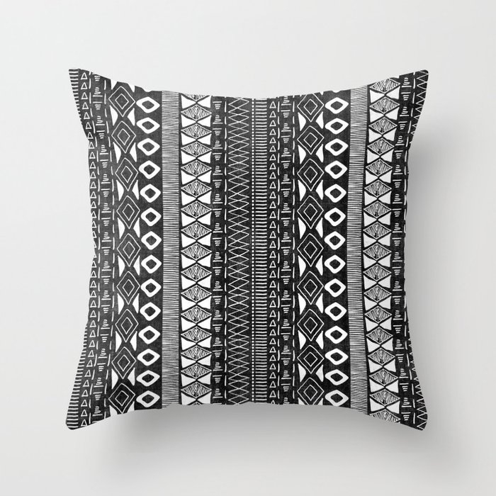 Adobe In Black And White Throw Pillow by House Of Haha - Cover (20" x 20") With Pillow Insert - Indoor Pillow - Image 0