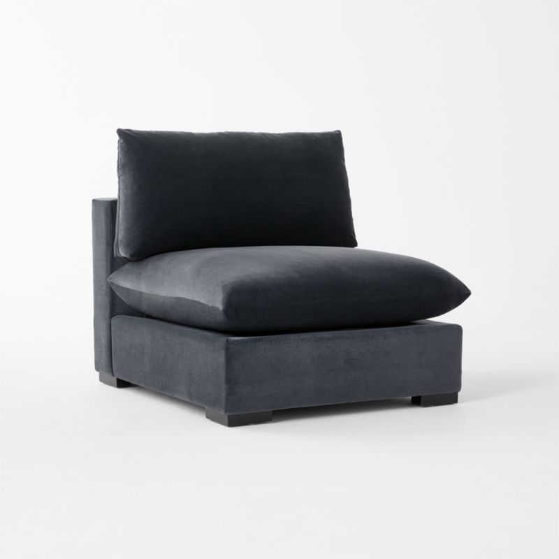 Deseo Charcoal Grey Performance Velvet Standard Depth Armless Chair - Image 2