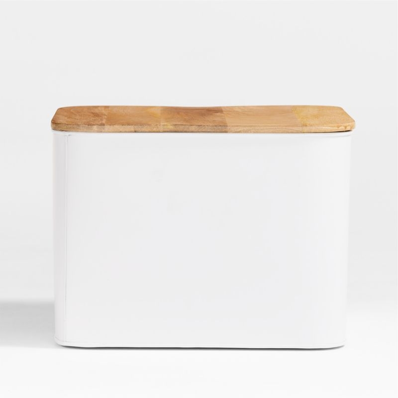 Outline White Medium Metal Storage Bin with Wood Lid - Image 7