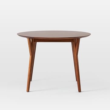 Mid-Century 42" Round Expandable Dining Table, Pebble Gray - Image 1