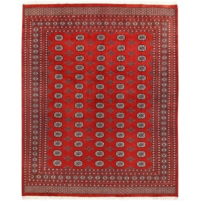 One-of-a-Kind Chemane Hand-Knotted New Age Bokhara Firebrick 8'2" x 10'3" Wool Area Rug - Image 0