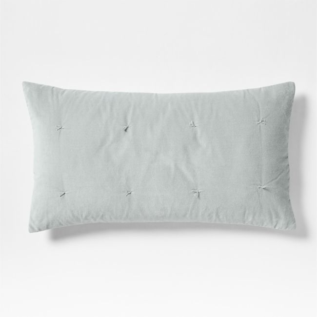 Organic Cotton Linen Velvet Mist Blue King Quilt Bed PIllow Sham - Image 0