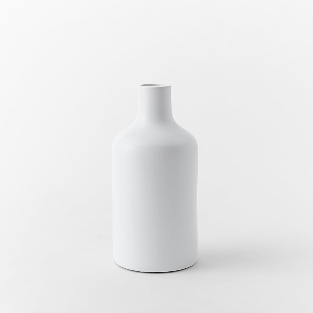 Pure White Ceramic Bottle 9"H - Image 0