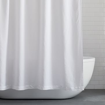 European Flax Linen Shower Curtain, Slate Melange, 72"x74" - Image 3
