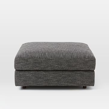 Urban Ottoman, Poly, Yarn Dyed Linen Weave, Alabaster, Concealed Supports - Image 2