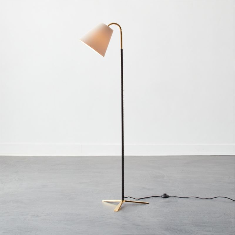 Barnes Leather Floor Lamp, Brass & Black - Image 3